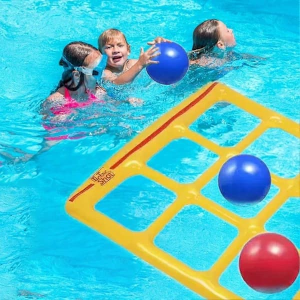 Pool Legetøj Spillesæt - Tic-Tac-Toe Oppustelig Pool Legetøj Med 10 Bolde