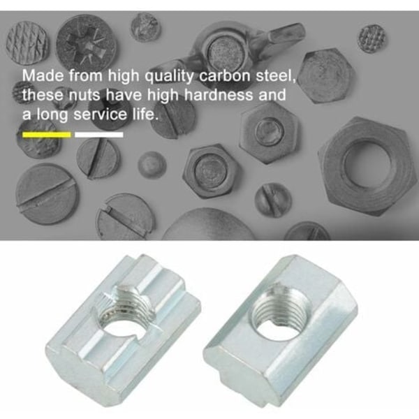 TS-20st Standard glidmutter Galvaniserad kolstål T-spårsmutter för aluminiumprofiltillbehör (T Nut Typ 40 M8)