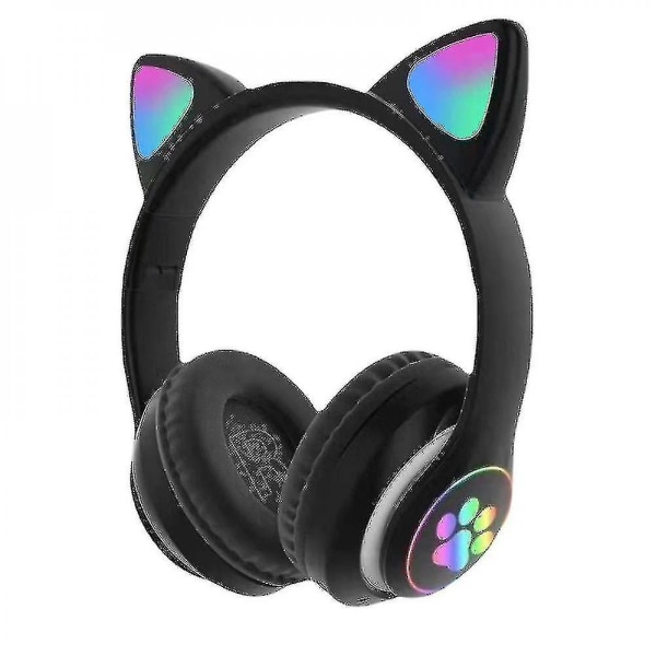 Trådlösa Bluetooth hörlurar Cat Ear Headset med LED-ljus black