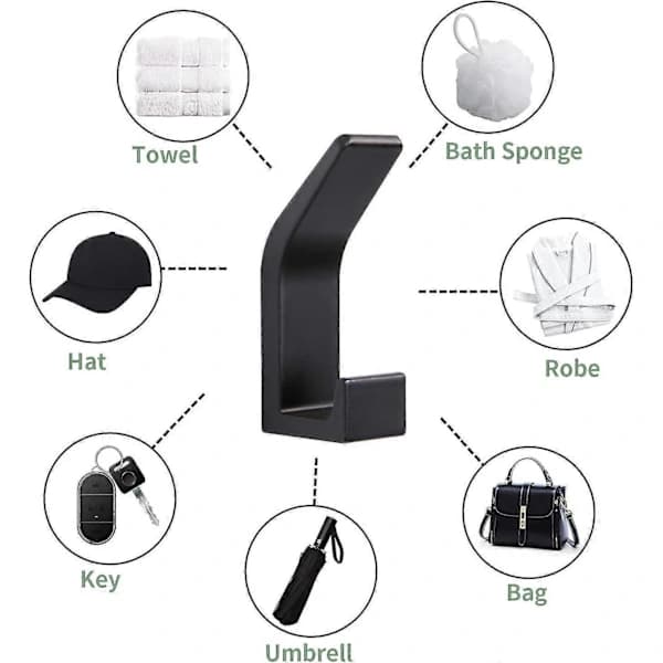 6 Self-Adhesive Wall Hooks - For Bathroom Towel Hook, Kitchen, Bathroom, Office, Wardrobe - Glue-Free