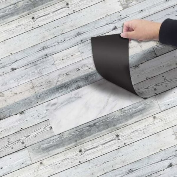 TS-DIY Självhäftande PVC-plattor, Vattentätt golvplattemönster i stil för kök, golv, badrum