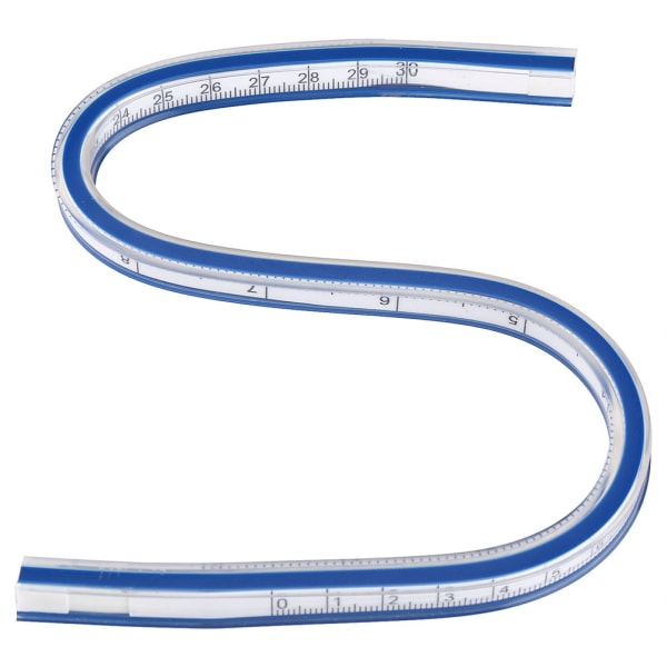 Flexibel kurvlinjal, 30 cm flexibel linjal, plastmått Träbearbetningsverktyg Bendy linjal för ritning av teknisk ritning (dubbel sidoskala)