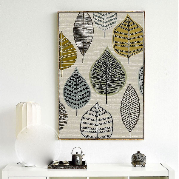 Löv och geometri Väggkonst Print affisch, enkel abstrakt konstritning Dekor för hem Vardagsrum Sovrum Kontor och barnrum (set med 3