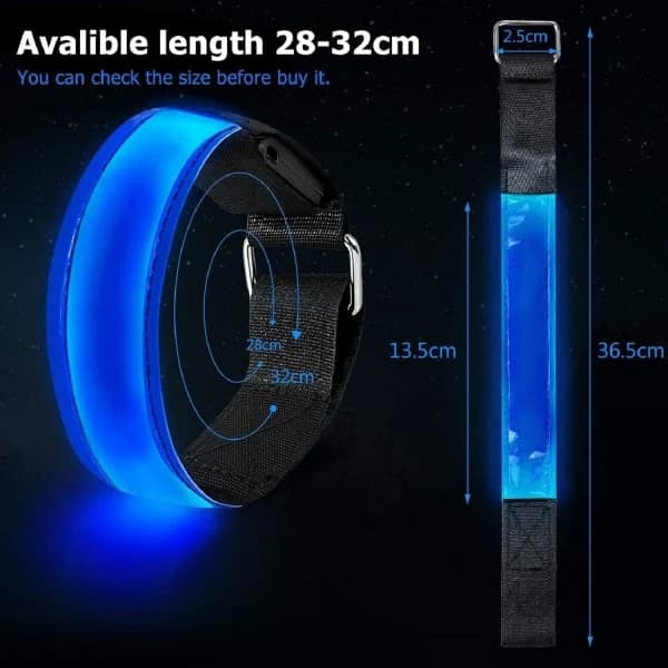 Oppladbare LED-strips, LED-armbånd med refleks, justerbar