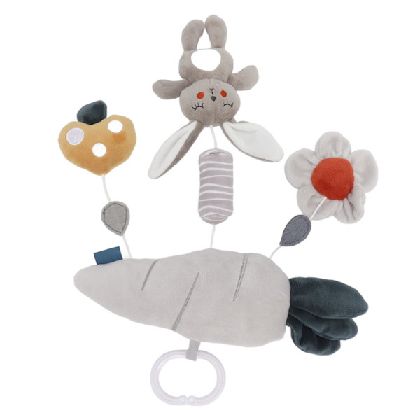 Soft Plush Hanging Toy Grey Rabbit Carrot Rattle Stroller Crib Mobile