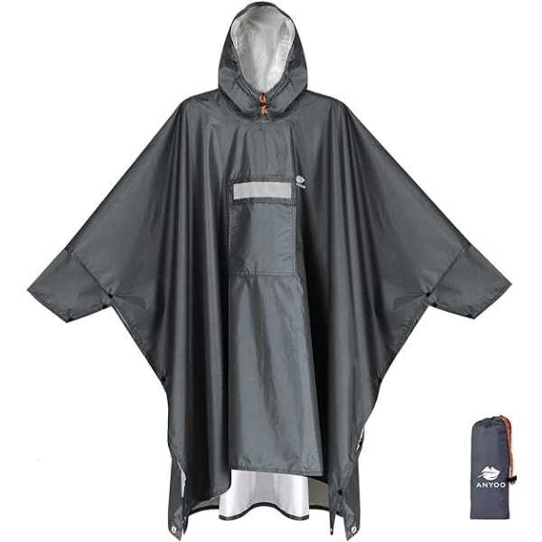 Vattentät Regnponcho med Ärmar och Fickor, Lättviktig