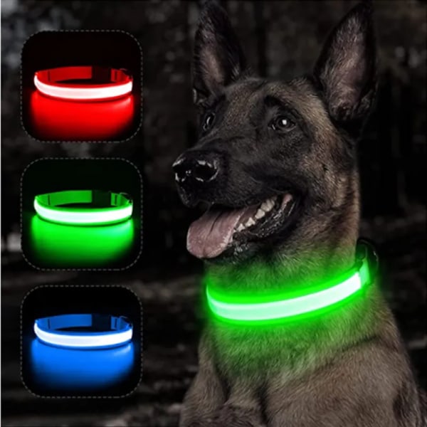 LED-blinkande hundhalsband Justerbart blinkande ljushalsband Natt Anti-Lost Dog Light Sele för husdjursprodukter S Black Button Battery