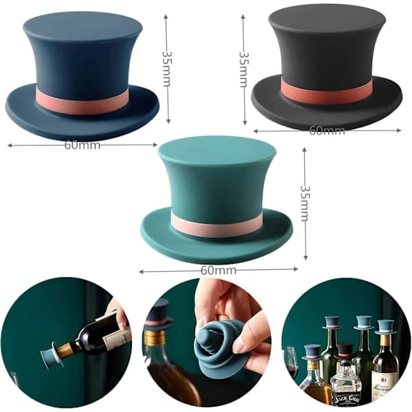 St Vinflaskepropper Silikon Gentleman Hatt, Mild Vin