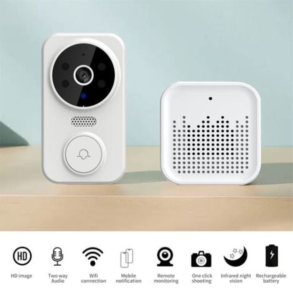 KZQ Trådlös Video Dörrklocka M8 Smart Visuell Dörrklocka Tvåvägs Intercom Infraröd Mörkerseende Fjärrövervakning Säkerhetssystem