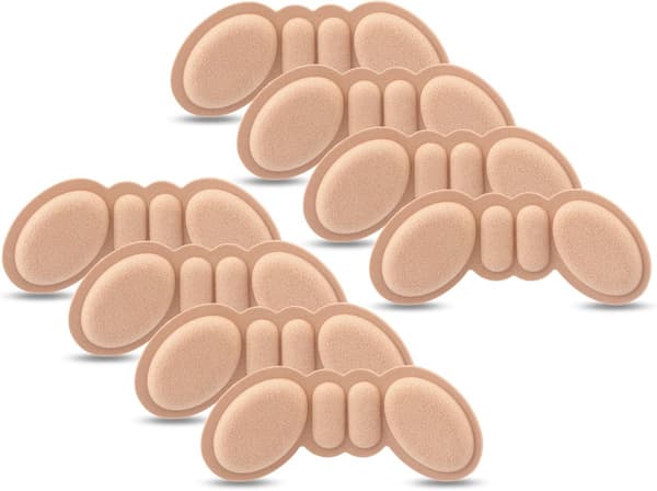 4 par hælputer - innleggssåler for løse sko, lindring av blemmer - for menn og kvinner - 10*4*0,4 cm - Beige