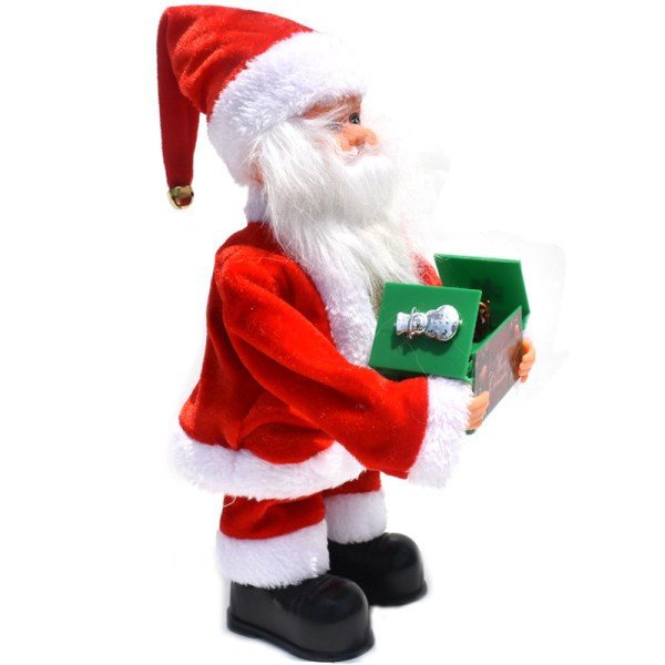 Claus Dekoration Sjungande Santa Claus Toy Elektriska juldockor Musikdosa Julfestprydnad Behöver AA-batterier (ingår ej) (1st, röd)