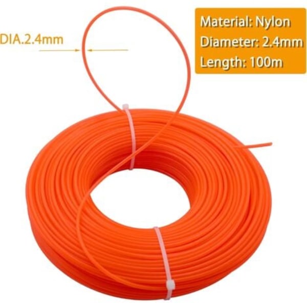 TS-100m Fil Coupe Bordures 2,4 mm Halkaisija Siima Ruohotrimmeriin Nylon