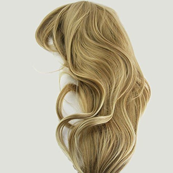 Sexy blond bølgete parykk, lang pannelugg parykk for kvinner