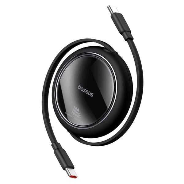 TS-Baseus Free2Draw Mini USB-C - USB-C 100W med 1m udtrækkeligt kabel - Sort