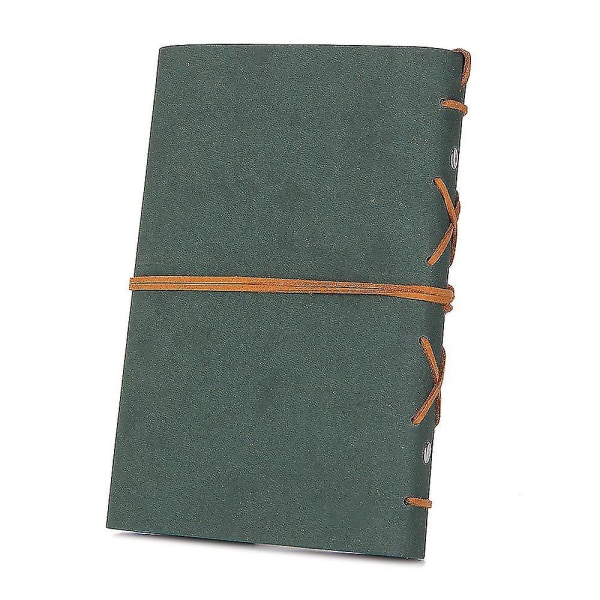 Läderjournalanteckningsbok, vintage spiralanteckningsbok påfyllningsbar dagsplanerare Präglad resejournaldagbok med tomma sidor och retrohängen green