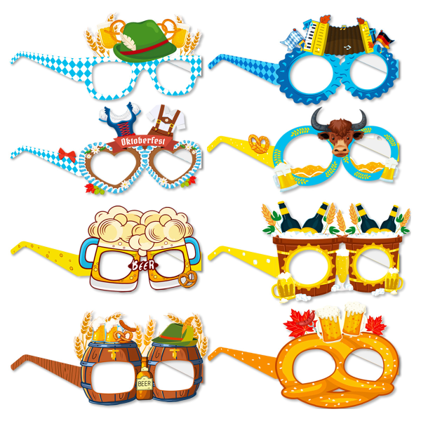 Oktoberfest Party Briller, 8 stk. Oktoberfest Party Briller, Fu