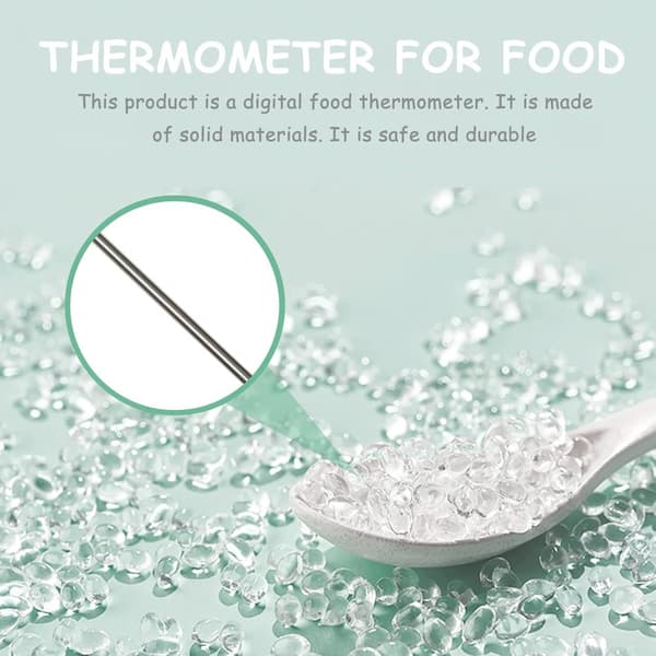 Digitalt Madtermometer med LCD-skærm, Instant Aflæsning Kødtermometer i Rustfrit Stål til Ovn, Mælk, Køkkenbagning, BBQ