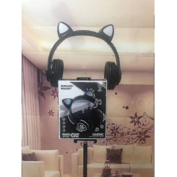 Trådlösa Bluetooth hörlurar Cat Ear Headset med LED-ljus black