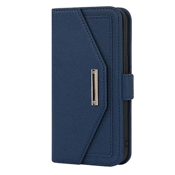 Korsstruktur Lanyard Lærveske for iPhone 14 Pro Max