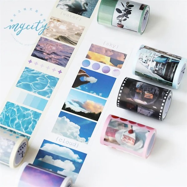 Tukkumyynti Sininen taivas pilvi washi teippi DIY scrapbooking tarra etiketti peittoteippi koulu toimistotarvike japanilainen paperikauppa T200229 2016