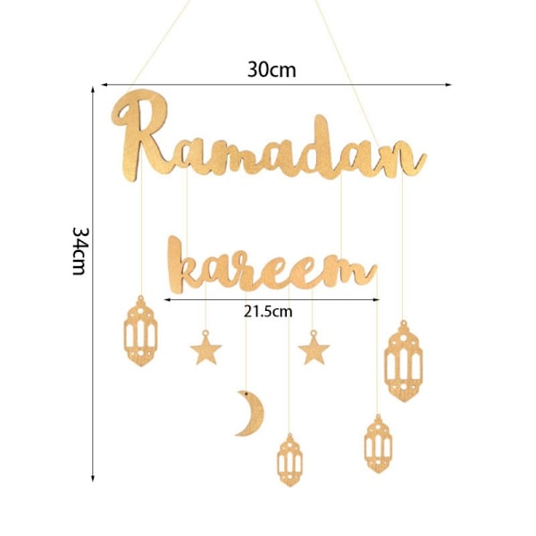 Eid Mubarak Ramadan Kareem Hængende Alfabetpynt GULD