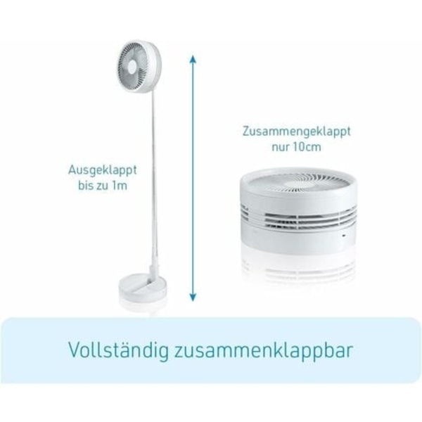 TS-Fold & Cold – Mini utdragbar fläkt med batteri – Kraftfull USB-fläkt med 10 timmars batteritid – Flexibel golv- och bordsfläkt