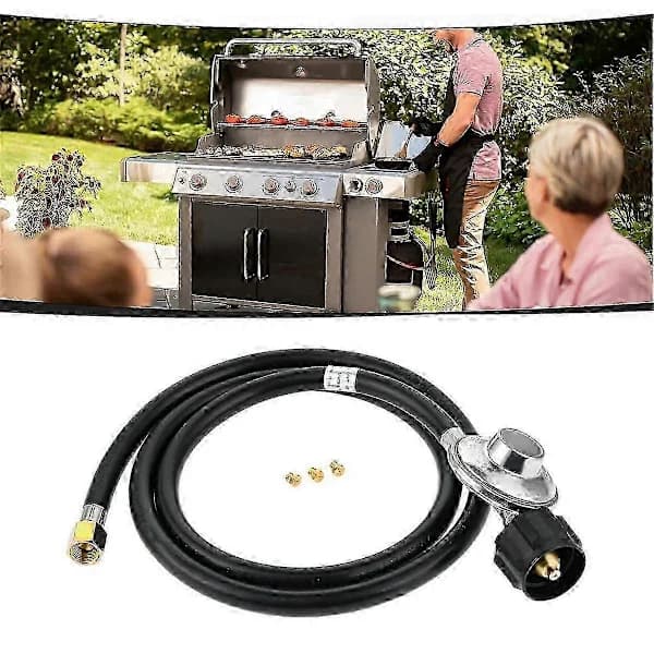 Universal Grill Konverteringssæt NG til LP Adapter Lækagesikker Messing og Gummi til BBQ Griller Campingfester Sort 5 FT Black