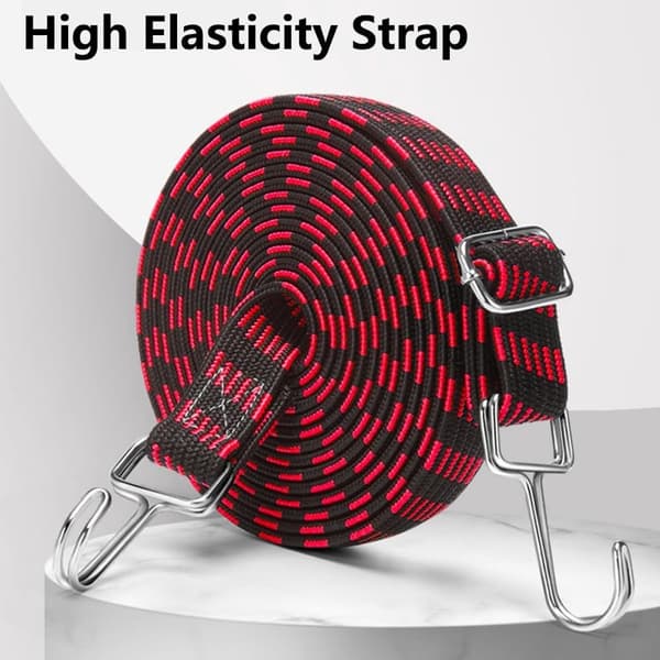 Flade elastikstropper med kroge, justerbare elastiske nylonstropper til cykler, motorcykler og bagage, 3-pak, 2 m, flerfarvet