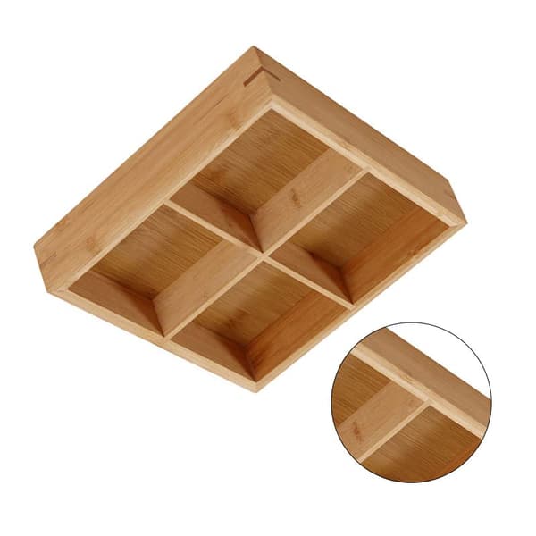 Serveringsbrett i tre med 4 rom, delt snackfat og nøttebeholder (natur) Four-compartment tray
