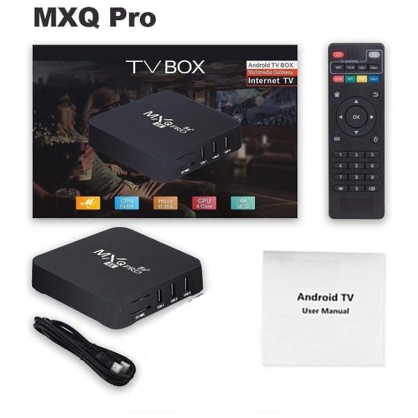 För Android TV-box, 4K HDR Streaming Media Player, 4GB RAM 32GB ROM Allwinner H3 -kärnig Smart TV-box -gt