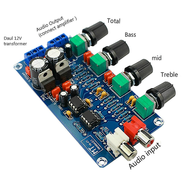 TS-Forsterker Ne5532 Preamp Forforsterker Volum Tonekontroll Ferdig Kretskort Diskant Mellomtone Eq Diy Dobbel