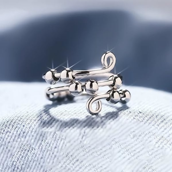 2 st Fidgetringar i silver mot stress och ångest