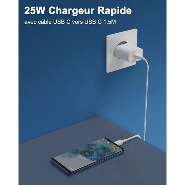 25W USB-C Snabbladdare för Samsung A13 A14 A33 A34 A53 A54 4G- 5G, S23 S22 S21 S20 FE-Plus-Ultra, Super Snabbladdning Adaptate263
