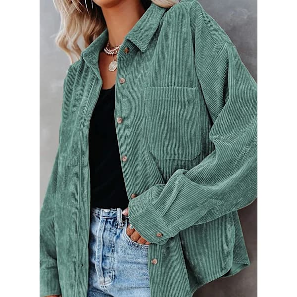 Fløjlsbluse dame casual langærmet knapskjorte top L