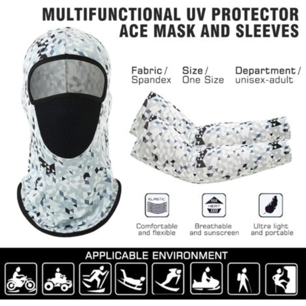 Balaclava Rideansigtsmaske - UV-beskyttende, kølende halsedisse med ærmer i is-silke til mænd/kvinder