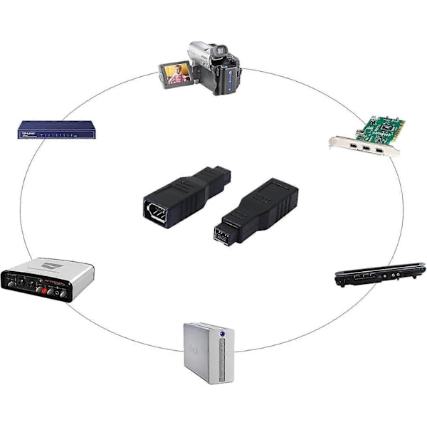 IEEE 1394 Typ FireWire 400 til 800 6-pins Hun til 9-pins Han FW 800 Han Adapter (2-pak)