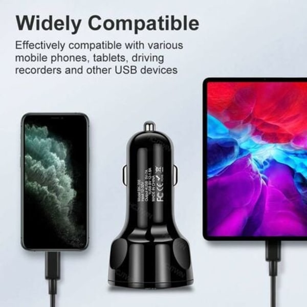 TS-USB-autolaturi, 4-in-1 autolaturisovitin 7A 35W nopea USB-latauslaite LED-valolla maastoajoneuvoille