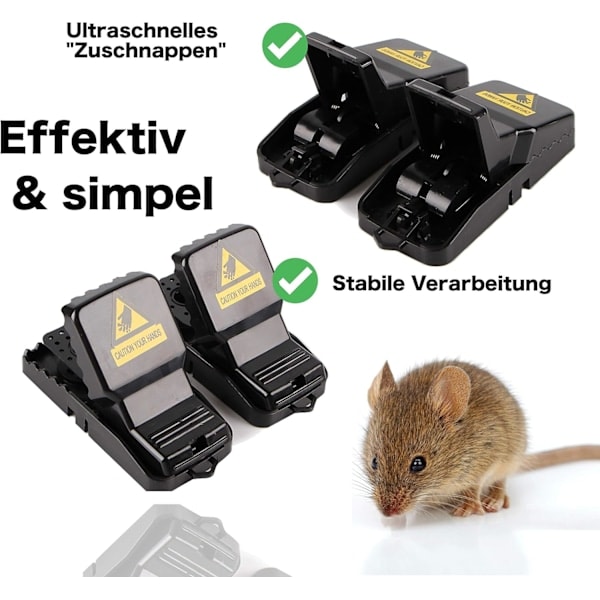 6X Musefelle Musefelle Snap Trap Gjenbrukbar felle for mus, rotte - M