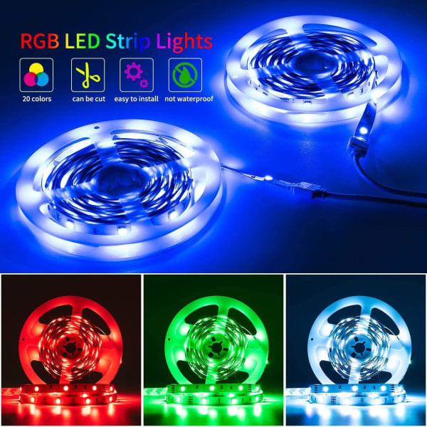 Fleksibel 10m RGB LED-stripe / Lyslenke / LED-Strip Bluetooth APP flerfarget