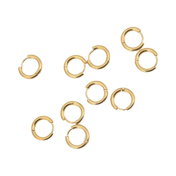 10 stk Gull Øredobber Enkel Tråd 2,5 mm Diameter 10 mm Indre Diameter Tilbehør
