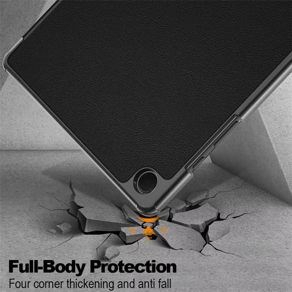 Samsung Galaxy Tab A7 10.4 Cover, Trefoldigt PU Front Hårdt PC Bagcover med Auto Sleep Wake til T500 2020, Sort