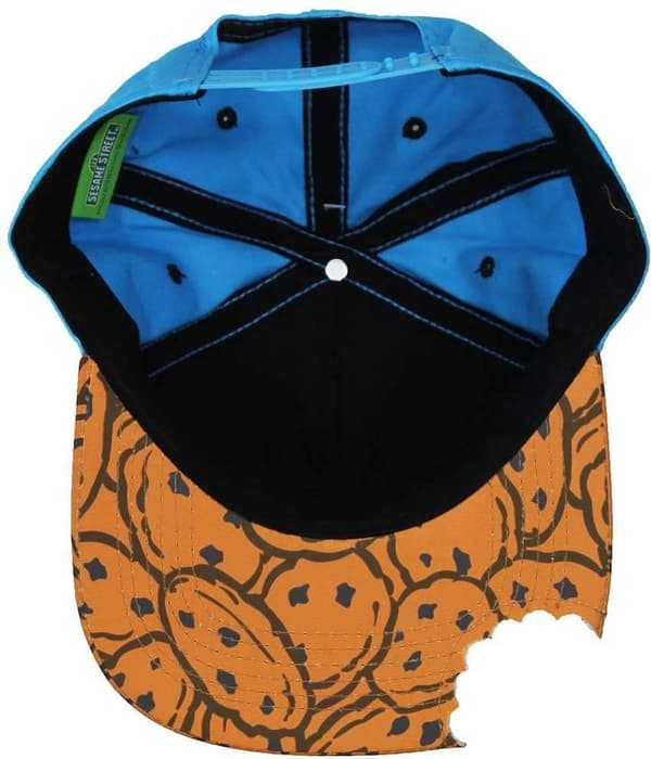 Sesame Street Cookie Monster Snapback Cap, Blå med Cookie Bite Skygge, 80% Bomuld Justerbar Flat Bill Hat til Børn og Voksne, One Size