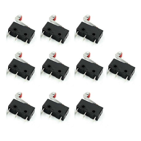 10 pcs Limit Switch with Roller, Normally Open/Closed, 3 Pin