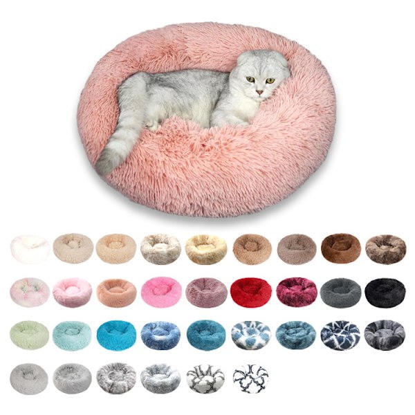 Hyggelig Rund Katteseng, Blød Plysdyremåtte, 50cm, Sort – Queta Komfort til Katte & Små Hunde sort Diameter 50 cm