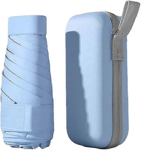 Minisammenleggbar paraply, 6 sammenleggbare paraplyribber, miniparaply - Blå