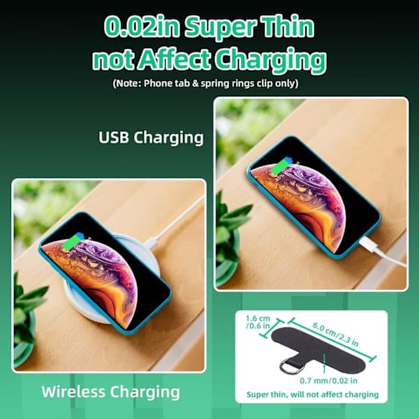 6-pack Phone Mount for iPhone, 6 Spring O-ring Locks, Mobile Phone Lanyard Patch, Phone Strap Replacement Part for All Full Coverage Phone Cases