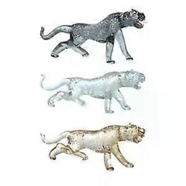 Farget Krystall Leopard Figur, Samleobjekt Glassdyr Ornament, Hjemmeinnredningsgave
