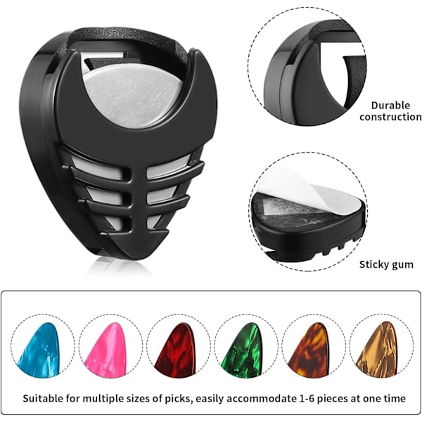 Self-adhesive black plastic pick holder