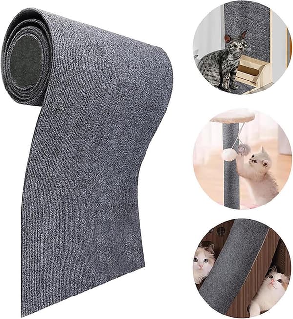 Selvklebende klorematte for katter, teppebeskytter for vegger, dører og møbler, klatrevegg for katter, 40 x 100 cm, grå