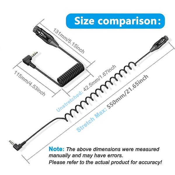 XLR-kabel 3,5 mm till XLR-hona ljudkabel Aux ljudsladd för mikrofon mixer högtalare förstärkare